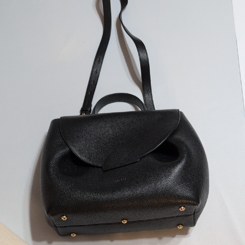 Polene Numero Un Genuine Black Leather Handbag